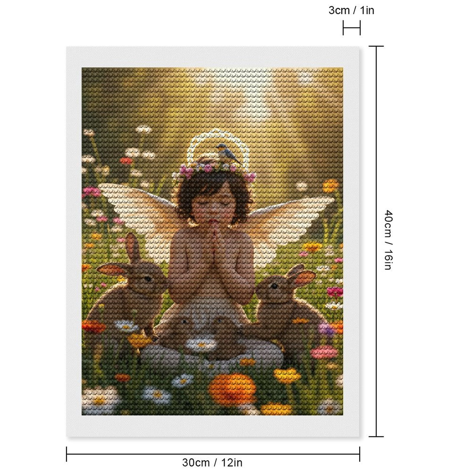 Diamond Art Kits for Adults, Angel Praying In Flower Field 5D Diamond Painting Kits for Adults Beginners, DIY Full Drill Diamond Painting, Gem Art and Crafts 12x16