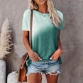 thumbnail image 2 of FAIWAD Women's Short Sleeve Tunic Tops Basic Gradient Round Neck Loose T-Shirts Lightweight Casual Blouse Tee, 2 of 6