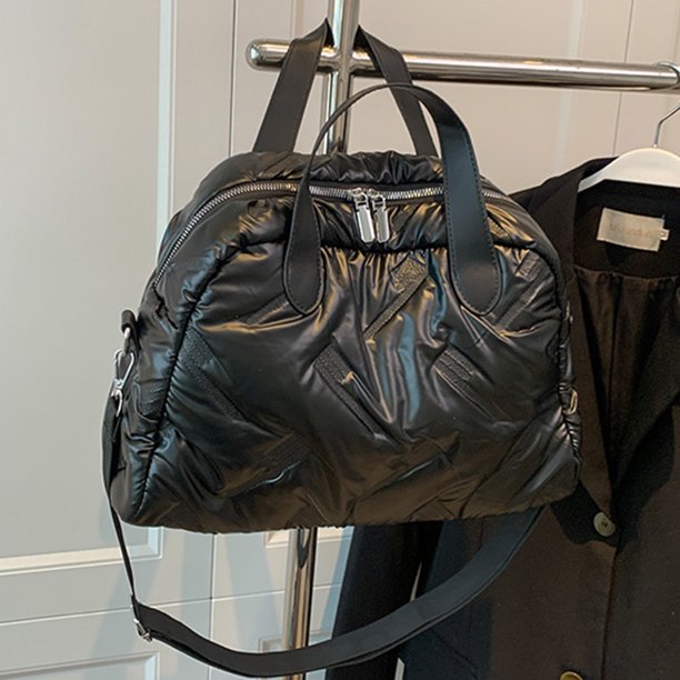 Bolso de mano acolchado para mujer bolso informal con asa superior bolso de compras de invierno ajustable con correa