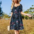 thumbnail image 4 of Vestido de manga corta azul/rosa Dinosaur Lagoon, vestido de fiesta, vestido de graduación , falda de verano para mujer, ropa femenina, vestido, 4 of 7
