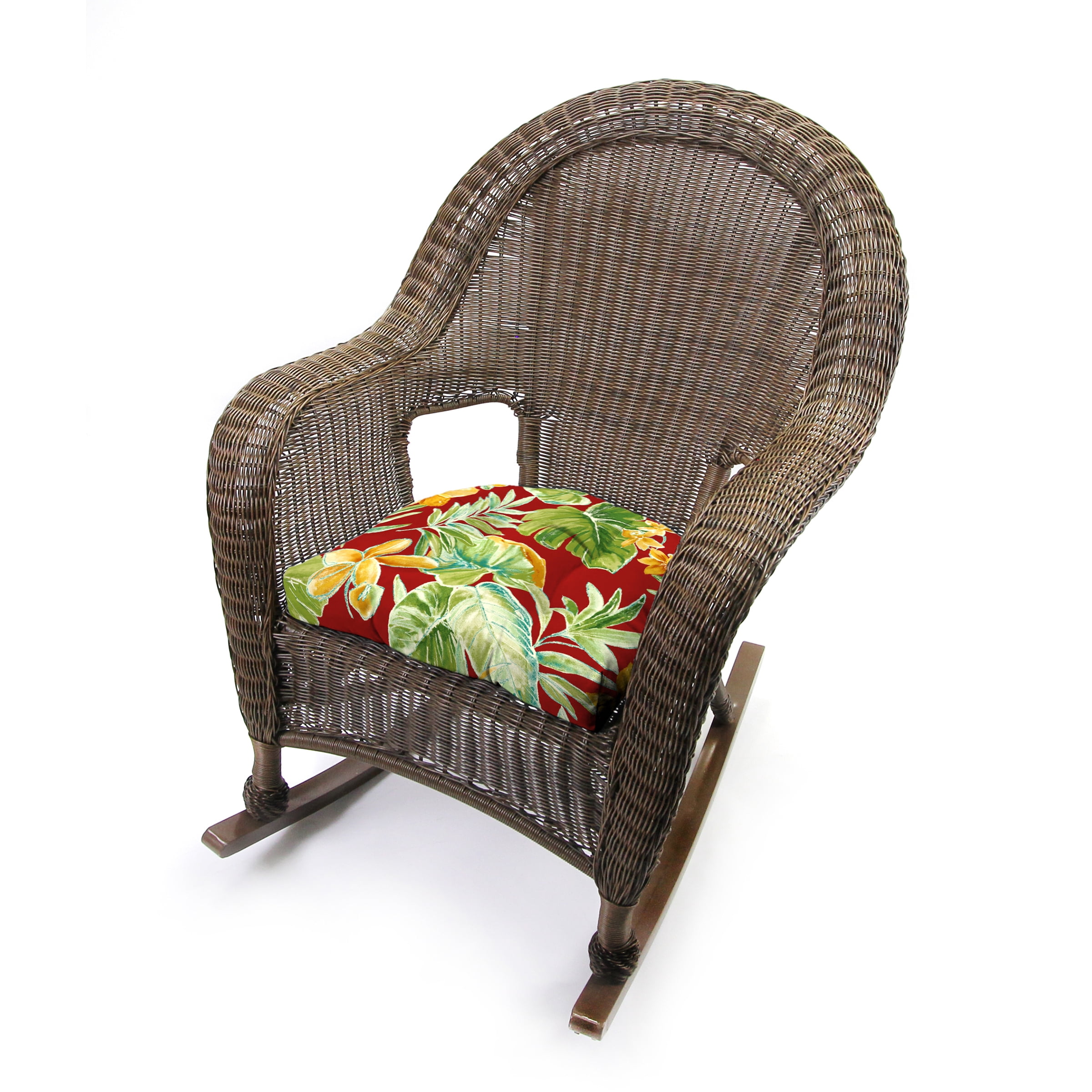 Jordan Manufacturing 3-Piece Beachcrest Poppy Red Floral Outdoor Cushion Set with 2 Wicker Seat Cushions and 1 Wicker Bench Cushion