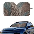 thumbnail image 2 of Xixirimido Car Windshield Sun Shade Universal Fit for SUV Truck Sedan Auto Front Window Sunshade Sun Visor Block UV Rays Keep Cool Car Accessories, Leopard Zebra Stripe Brown, 2 of 8