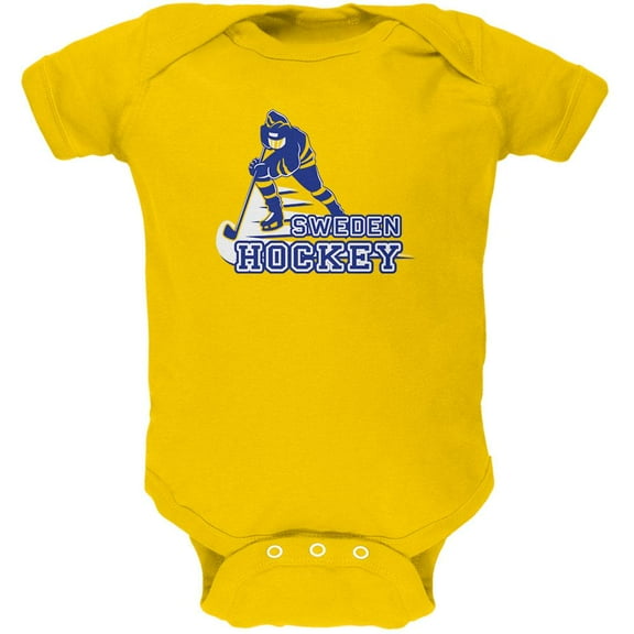 Fast Hockey Player Country Sweden Soft Baby One Piece Yellow 9-12 M