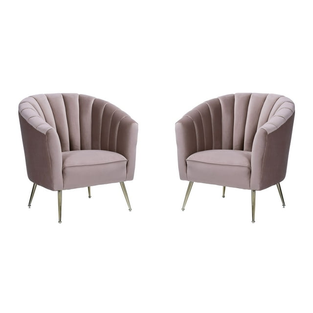 Manhattan Comfort Rosemont Fauteuil d'Appoint en Velours Rose et Or (Ensemble de 2)