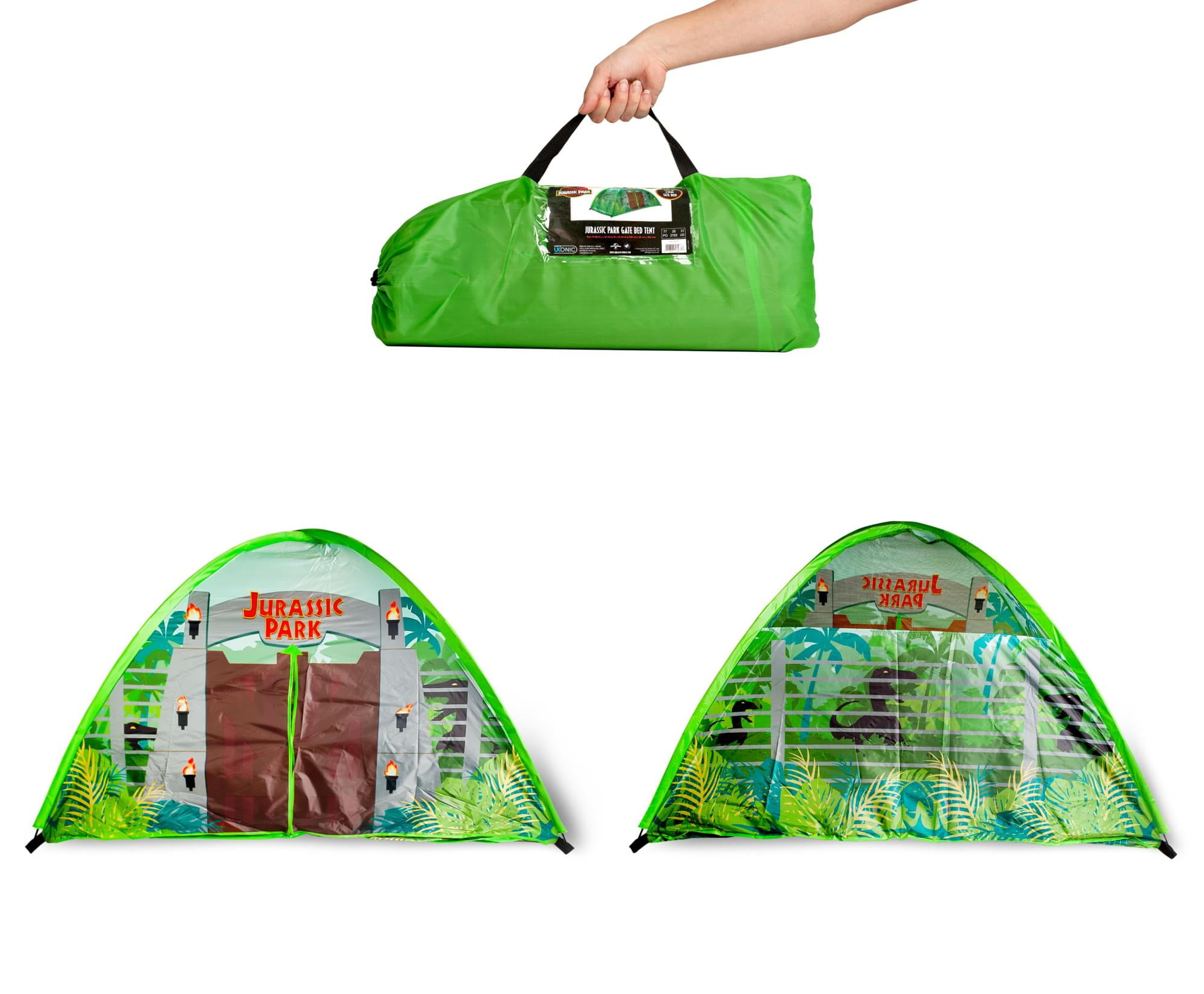 Jurassic Park Gates Polyester Portable Indoor Bed Tent Pop-Up Canopy, Green