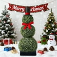 thumbnail image 6 of Christmas Snowman Topiary Ornament 25.6'' Artificial Snowman Shaped Topiary Tree Ornament with Red Bow Santa Hat Boxwood Topiaries for Christmas Indoor Outdoor Home Decor, Christmas Snowman Topiary, 6 of 8