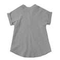 thumbnail image 6 of Otqutp Girls Shirts Short Sleeve Cotton Linen Dress Shirt Button Down Top Tees V Neck Trendy Tshirt Loose Fit Tops for Teen Tee Tops, 6 of 8