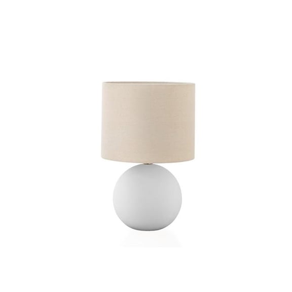 16 in. Ceramic Round Table Lamp with Cream Drum Shade, Cream