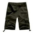 thumbnail image 2 of TINZ Mens Casual Mid Waist Pant Short Cargo Pant Solid Splice Pocket Drawstring Shorts Fashion Solid Color Loose Pant Short Apparel 6 Foam, 2 of 6