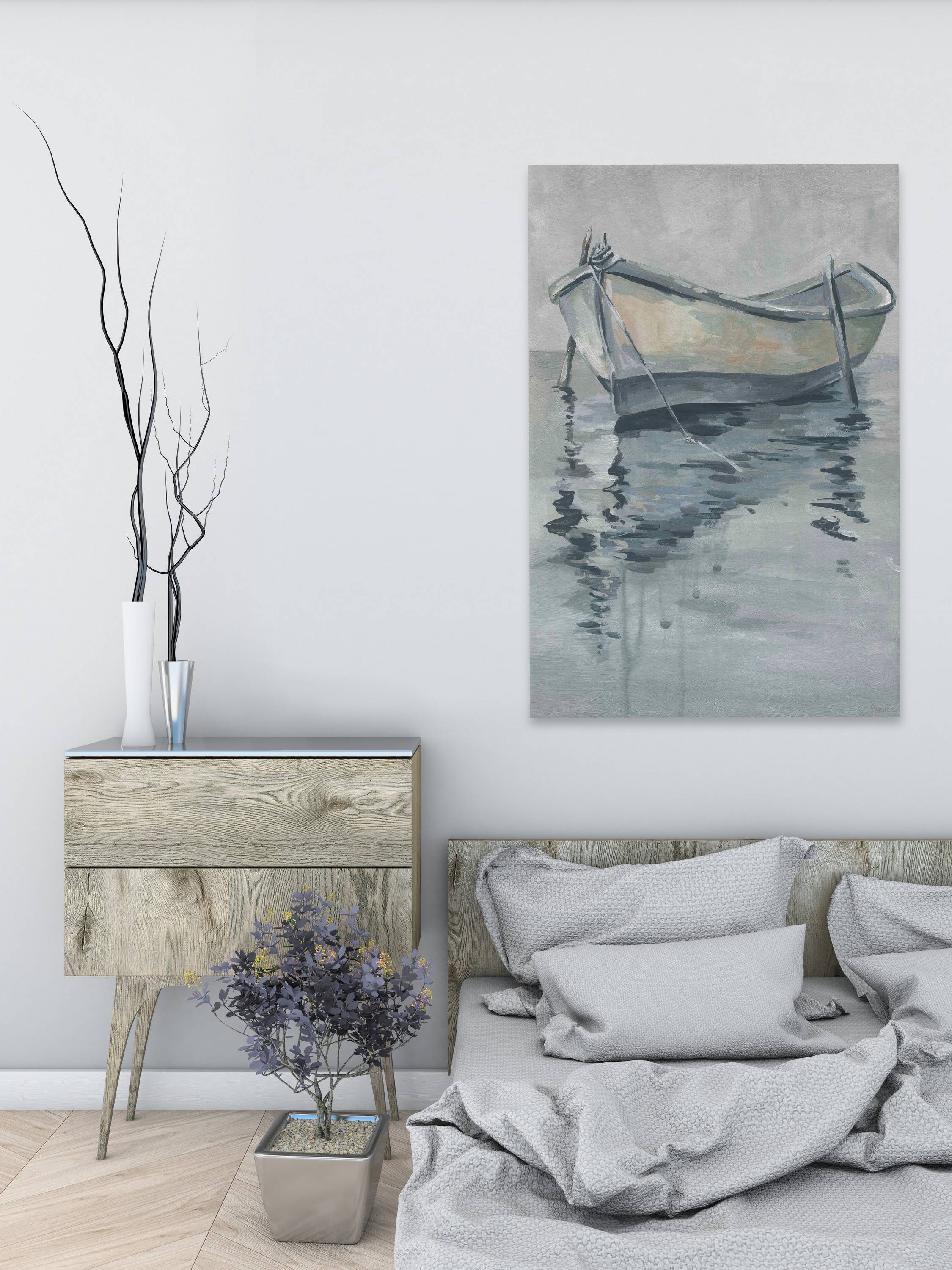 Parvez Taj Gloomy Boat Canvas Wall Art