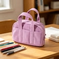 thumbnail image 2 of Under $1 Pencil Case, Large Capacity Corduroy Soft Tote Stationery Bag, Vintage Solid Color Pen Pouch for College Office Travel by PALIFEUR, 2 of 9