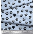 thumbnail image 3 of Soimoi Blue Heavy Satin Fabric Lion Stencil Foot Animal Print Fabric by Yard 54 Inch Wide, 3 of 3