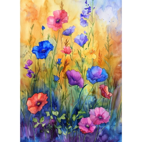 Watercolor Wild Little Colorful Flowers DIY 5D Diamond Art Paint with Full Drill Round Diamond Gems Painting by Number Kits for Adults Art Craft Home Wall Decor 11.8x15.8in(3)