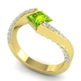 thumbnail image 2 of Diamond-Capitals 1.20 Carat Beautiful Princess Cut Peridot Gemstone & Natural Diamond (F-G/VS1) Proposal Ring for Ladies Solid 18K Yellow Gold Size 7.5, 2 of 8