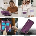 thumbnail image 6 of Allytechgroup Wallet Case for iPhone XS/X, RFID Blocking Multiple Cards Holder Zipper Pocket Hand Strap Shockproof Stand Phone Case with Crossbody Lanyard for Women Girls, Deeppurple, 6 of 7