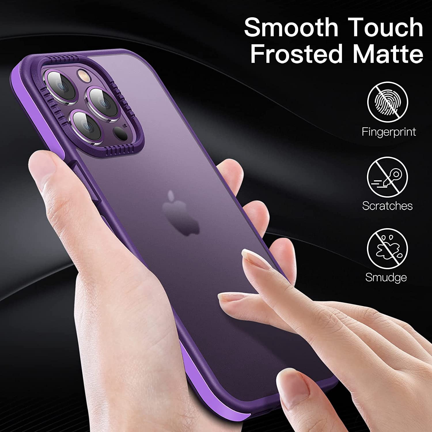 Casus Frosted Matte Silicone Frame Shockproof Case for Apple iPhone 14 Pro Max - Purple