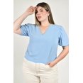 thumbnail image 4 of Blusa con manga abullonada Roman Fashion /Tallas Extras, 0402 (Azul) azul cielo 40, 4 of 6