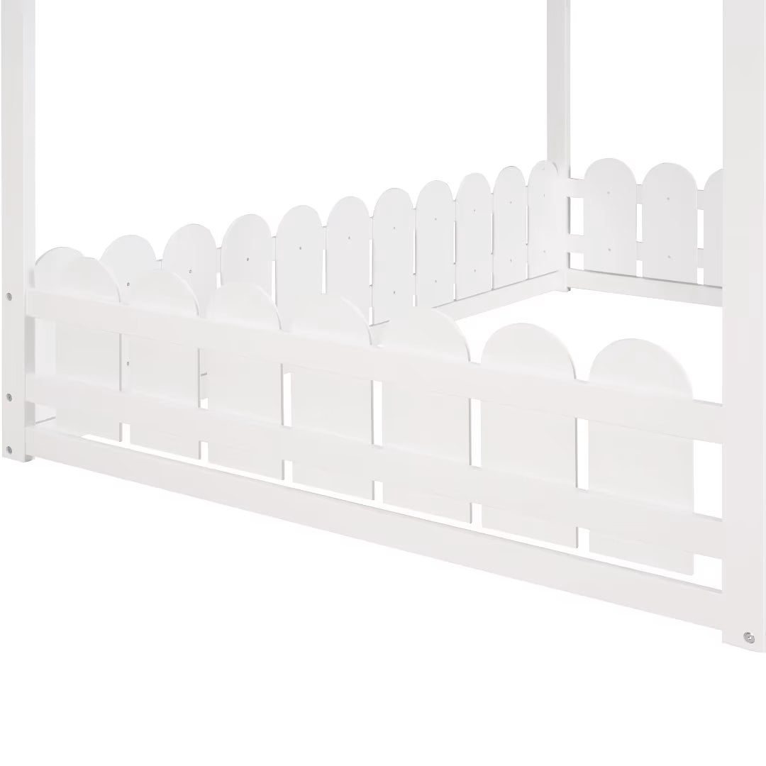 Triple Tree Kids Full Plywood and Pinewood House Bed, White