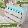 thumbnail image 6 of NYBOPAVIS 6 Drawer Dresser with Led Lights, 39" Wide White Wooden Dresser for Bedroom, Modern Chest of Drawers with Power Outlet & Flip Top Storage for Closet, Living Room, Entryway, Hallway, 6 of 10