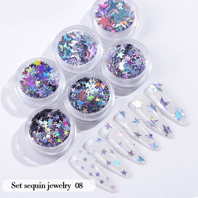 Fiudx Juego de Parches de Lentejuelas para Decoración de Uñas con Forma de Corazón, Dorados y Brillantes.
