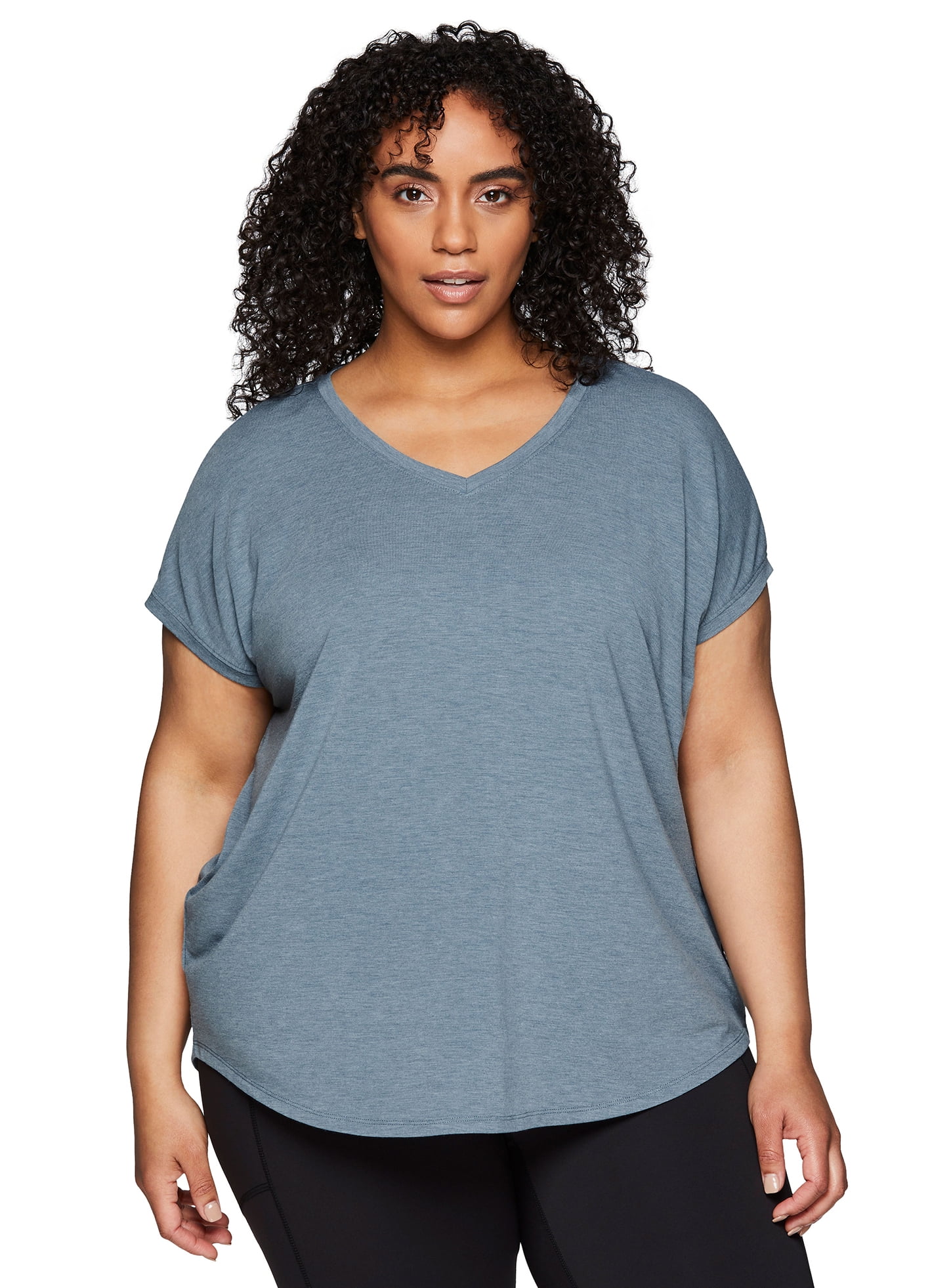RBX Active Women's Plus Size Yoga VNeck Soft Jersey Tee
