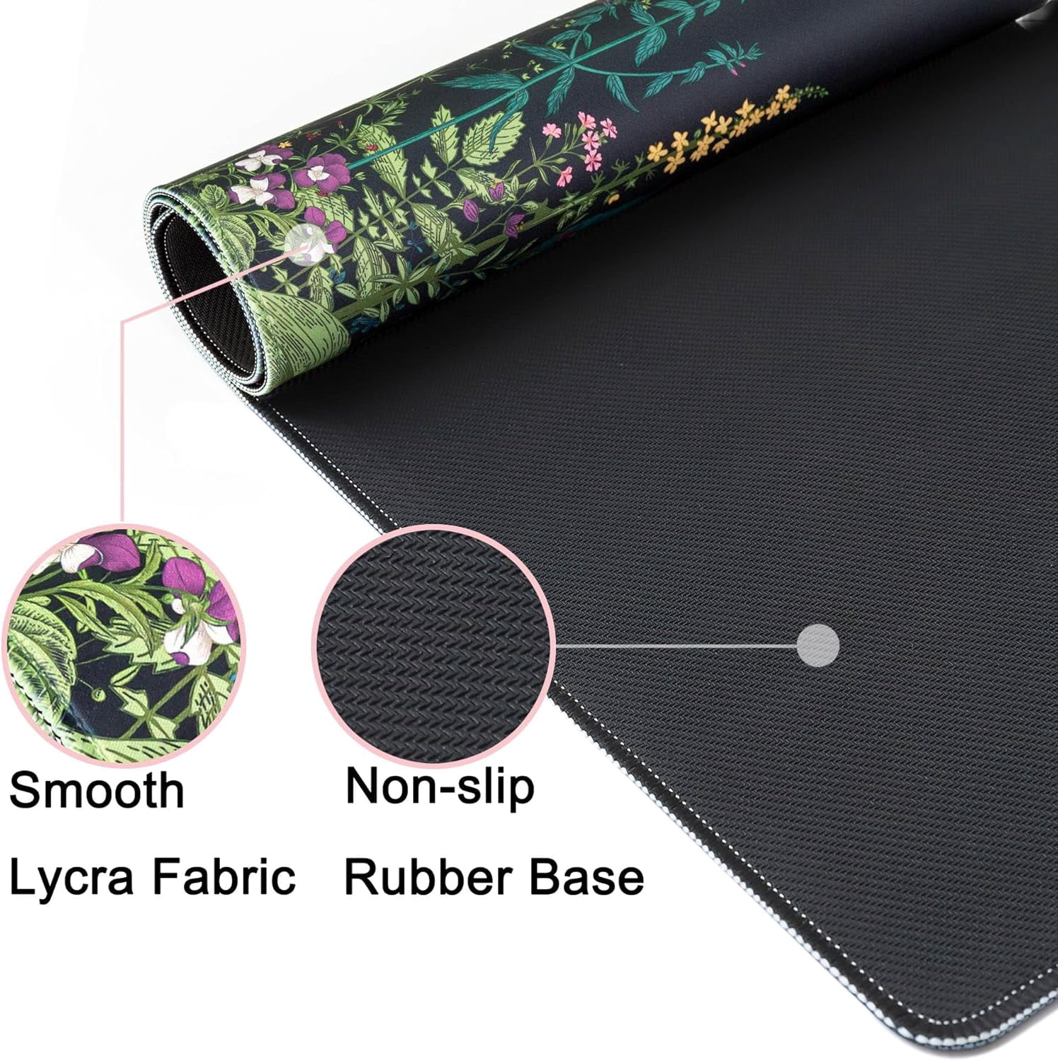Desk Mat,Large Mouse Pad 35''×15.6'' XXL Extended Gaming Mouse Pad Mat with Non-Slip Base Stitched Eges Mousepad for Computer,Office,Keyboard and Laptop - Flowers