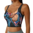 thumbnail image 2 of Goofa Blue Dinosaur Printed Sports Bras for Women, High Impact Running Bra Workout Crop Tank Tops Longline Sports Bra Push up-Medium, 2 of 9