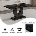 thumbnail image 5 of Sumdeal 63" Long Dining Table for 4-6 Modern Faux Marble Dining Table with U-Shape Pedestal Base Mid-Century Rectangle Kitchen Dinner Table,Black,U shape,63Inch, 5 of 6