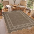 thumbnail image 2 of Nanan 8'x10' Scalloped Jute Area Rug Natural Solid Rug, Farmhouse Washable Rug Non-Slip Indoor Carpet for Living Room Bedroom Home Office, Brown, 2 of 9