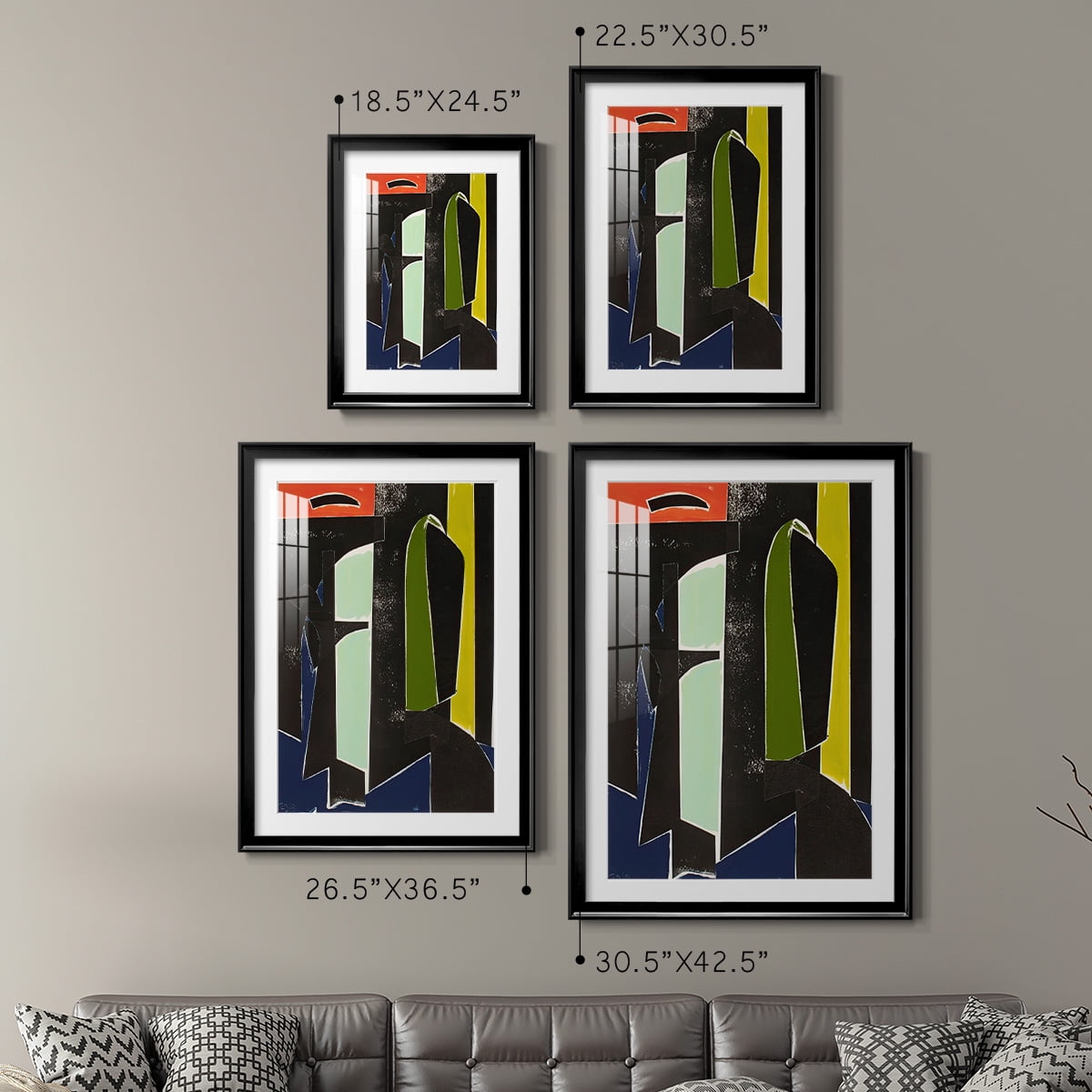 Wexford Home Spanish Arches Premium Framed Print, 26.5" x 36.5" - Ready to Hang, Black (Set of 2)