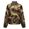thumbnail image 5 of Jackets for Women Winter Coat Jackets Flannel Stand Collar Jacket(Golden Dragon Wall Art,Size:S-4XL), 5 of 7