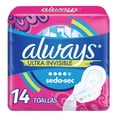 thumbnail image 1 of Toallas femeninas Always ultra invisible seda-sec con alas 14 pzas, 1 of 4
