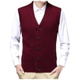 thumbnail image 1 of Product Classification Men's Sweater Vest - Buckle Design V-Neck Wool Collarless Autumn/Winter Layering, 1 of 5