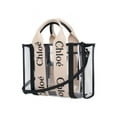 thumbnail image 2 of Chloé Women's Small "Woody" Transparent Tote Bag Transparent, 2 of 5