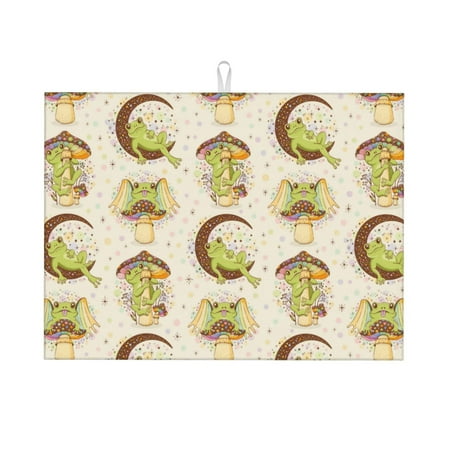 

Dish Drying Mats for Kitchen Counter - Frogs 18x24in Dish Drying Pad Coffee Mat with Hanging Loop Super Absorbent Kitchen Counter Mat Coffee Bar Accessories