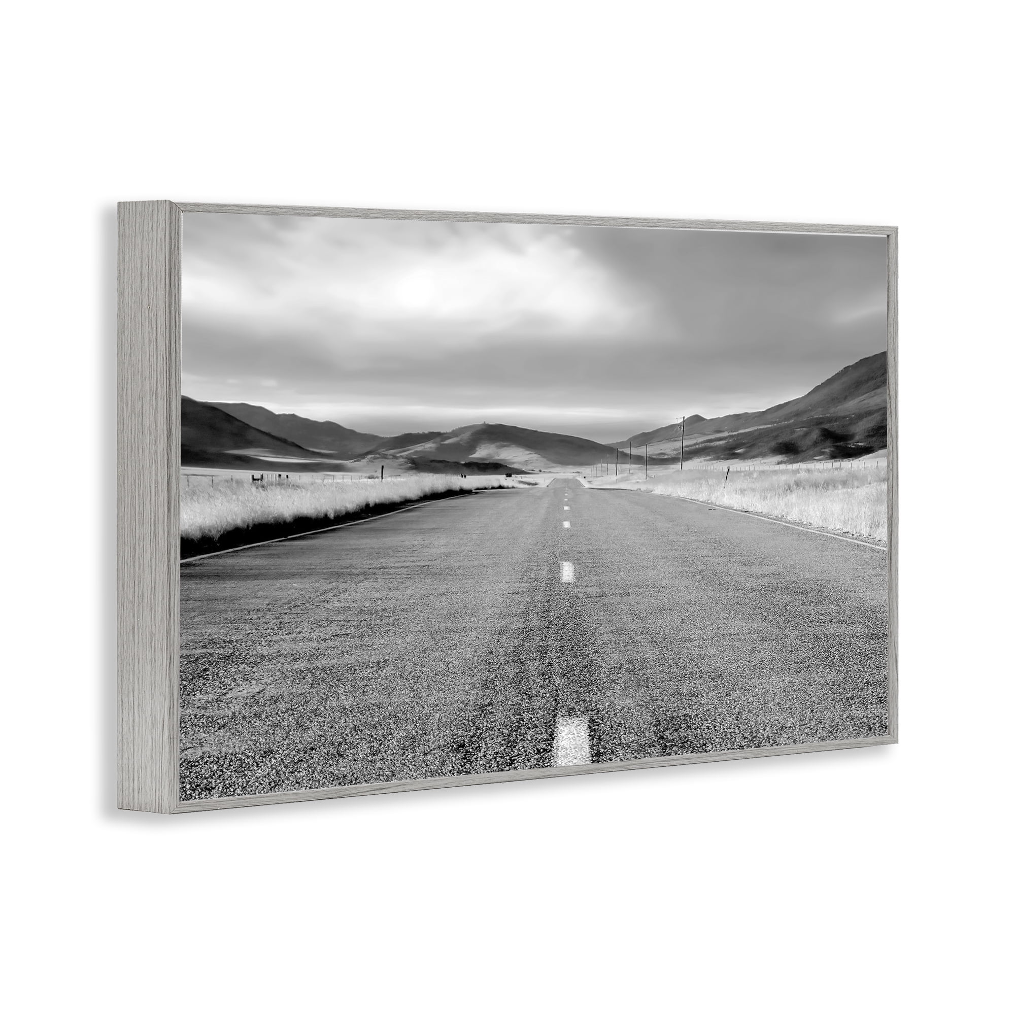 Stupell Industries Open Road Through Rolling Hills Gray Framed Giclee Art, design by Steve Toole