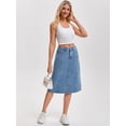 thumbnail image 3 of DARING DIVA Women's A Line Back Waist Knee Length Jean Skirts Small Light Blue, 3 of 7