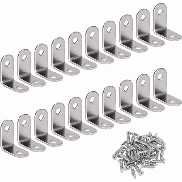 Right Angle Bracket Stainless Steel 90 Degree Corner Bracket L Shaped Angle Bracket Fixing Bracket Comes With Screws Silver 20 Pieces 30 30 16mm