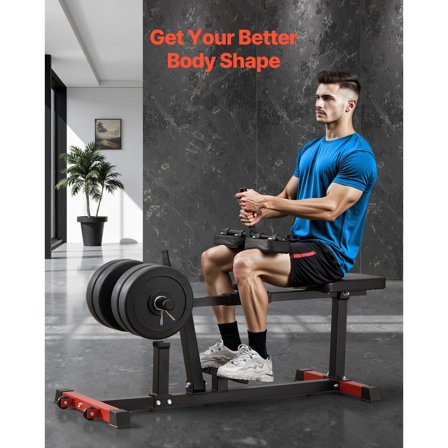 KFFKFF Calf Exercise Machine, Supports 440 LBS, Calf Enhancement Device, Ideal for Home Gym, Calf Training Gear, Lower Body Focused Apparatus, Compatible with 1/2 inch Weight Plates