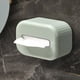 thumbnail image 5 of Organizador de Pañuelos con Cajón | Servilletero de Plástico con Compartimento para Control Remoto | Diseño Antideslizante y Anticaídas | Estuche Compacto para Pañuelos En Blanco y Verde para Sala de, 5 of 6