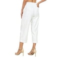 thumbnail image 5 of HDE Women's Pull On Linen Capri Cropped High Waisted Pants White - L, 5 of 7