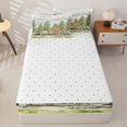 thumbnail image 4 of Manfei Kawaii Squirrel Zipper Twin Comforter Sets with Fitted Sheet and 2 Pillowcases,Cute Deer Zipper Bedding Set,Green,Reversible,4pcs, 4 of 8