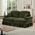 thumbnail image 2 of Newest Elegant Oversized Large Two Seater Sofa Couch,Flared Arms,Removable Ruffles Pleats Skirts,Spindle Legs, Comfy Chenille Two-Seat Love Seat Sofa for Living Room,Green, 2 of 20