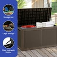 thumbnail image 4 of ModFusion 100 Gallon Outdoor Storage Box, Dark Brown Rattan Pattern with Mesh Net, Patio Storage Furniture, 4 of 10