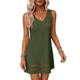 thumbnail image 4 of Uscallm Women's V Neck Sleeveless Mini Lace Boho Casual A-Line Party Dresses Summer Short Flowy Sundress, Green XL, 4 of 6