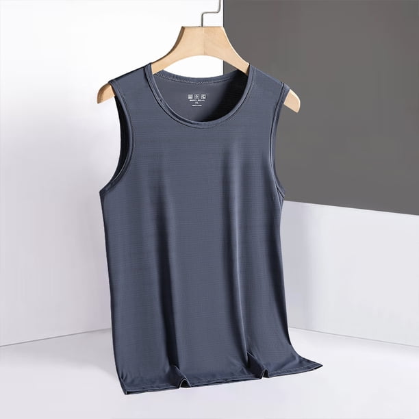 pstuiky Camisetas interiores de tirantes para hombre, Camiseta informal de verano para hombre, de color liso, sin mangas y cuello redondo. Chaleco para hombre xxxxxl