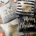 thumbnail image 2 of Phantoscope Christmas Holiday Series Golden Printed Letters Star and Elk Decorative Throw Pillow Cover,Black and White,18" x 18", Set of 4, 2 of 3
