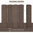 thumbnail image 3 of HOMCOM 4 Panel Room Divider, 6' Tall Folding Privacy Screen, Hand-Woven Freestanding Wood Partition for Home Office, Bedroom, Brown, 3 of 9