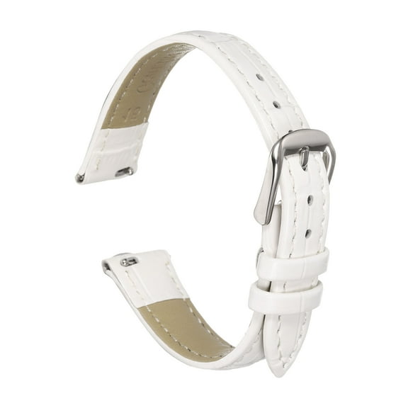 Uxcell Quick Release Leather Watch Band 15mm Embossed Pattern Leather Watch Strap Replacement for Men Women, White