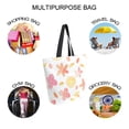 thumbnail image 7 of FORMRS Womens Canvas Tote Bag with Zipper Inner Pocket Shoulder Handbag, White Floral Orange, 7 of 7